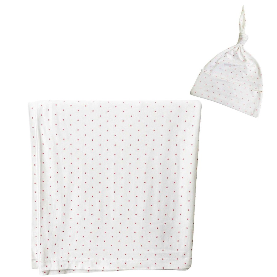 Accessories SpearmintLOVE | Stretch Swaddle Blanket & Hat Set, Pink Polka Dot