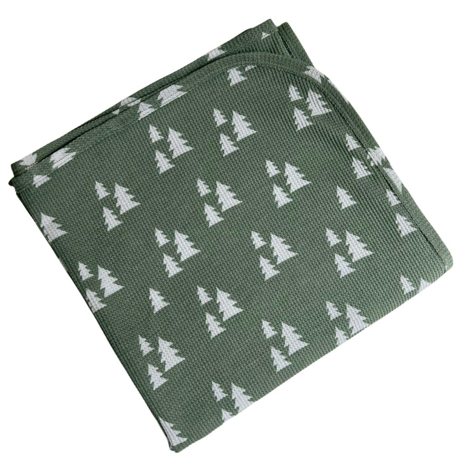 Baby Stuff SpearmintLOVE | Organic Cotton Waffle Swaddle, Alpine Trees