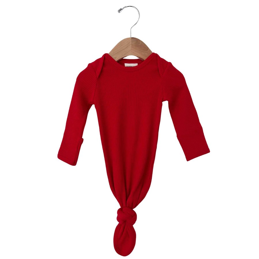 Boy SpearmintLOVE | Organic Waffle Knotted Gown & Hat Set, Red