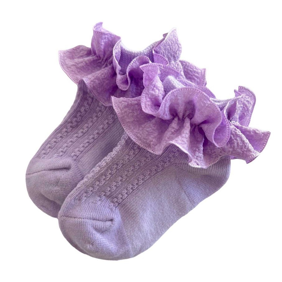 Accessories Sold by SpearmintLOVE | Scrunchie Ruffle Socks, Purple