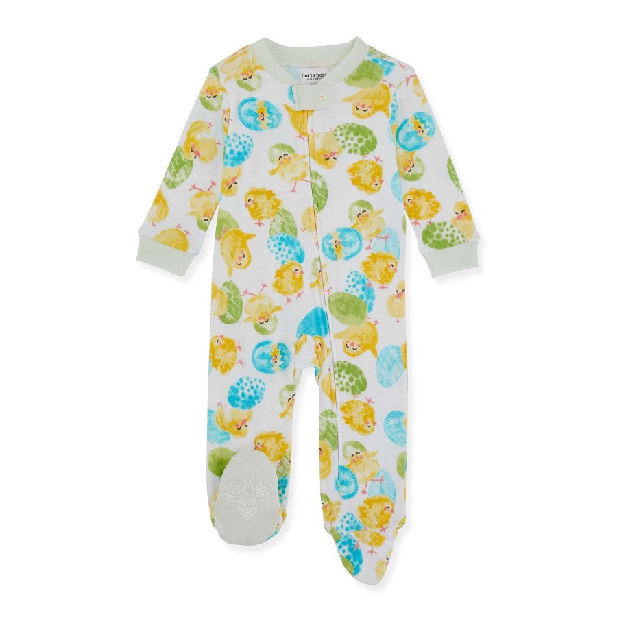 Boy Burt's Bees Baby | Easter Organic Zip Footie, Lil Hatchlings