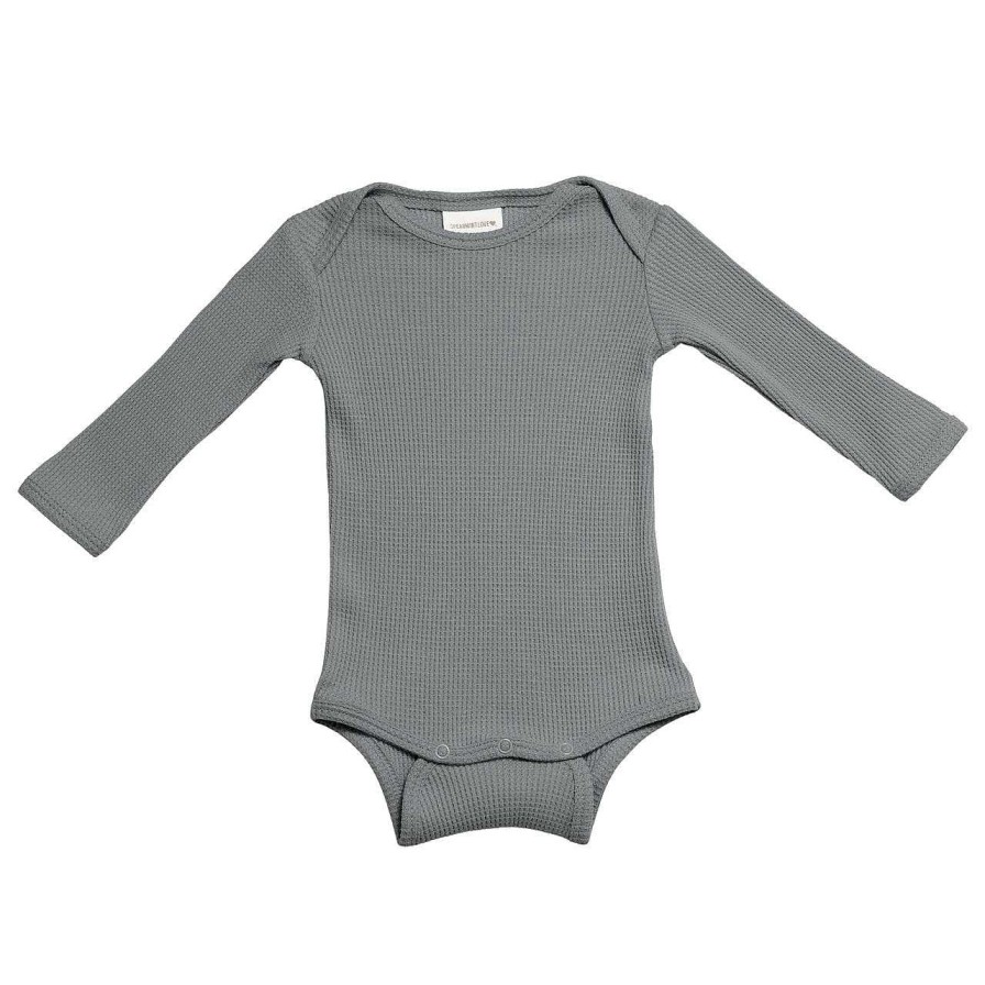 Girl SpearmintLOVE | Organic Waffle Long Sleeve Bodysuit, Mountain Green