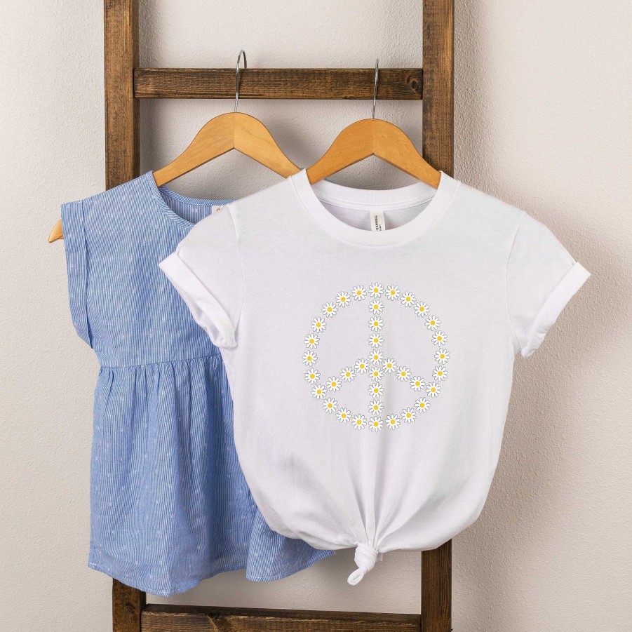 Girl The Juniper Shop | Daisy Peace Sign Short Sleeve Tee, White