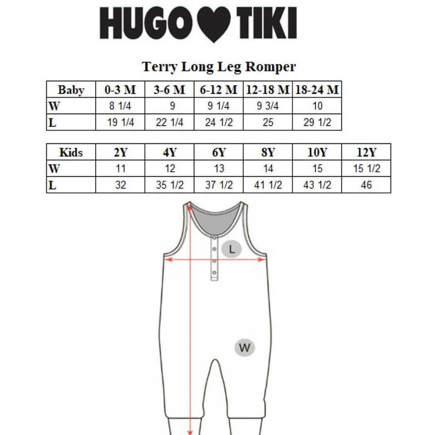 Boy Hugo Loves Tiki | Terry Long Leg Romper, Brown Canguro