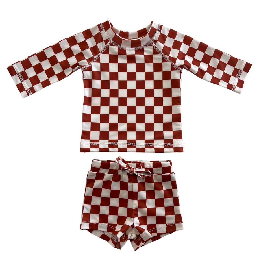 Boy SIIX Collection | Stracciatella Checkerboard / Mar Rashguard Set / Upf 50+