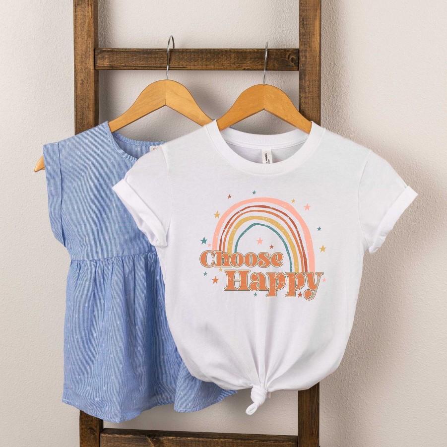 Girl The Juniper Shop | Choose Happy Rainbow Short Sleeve Tee, White