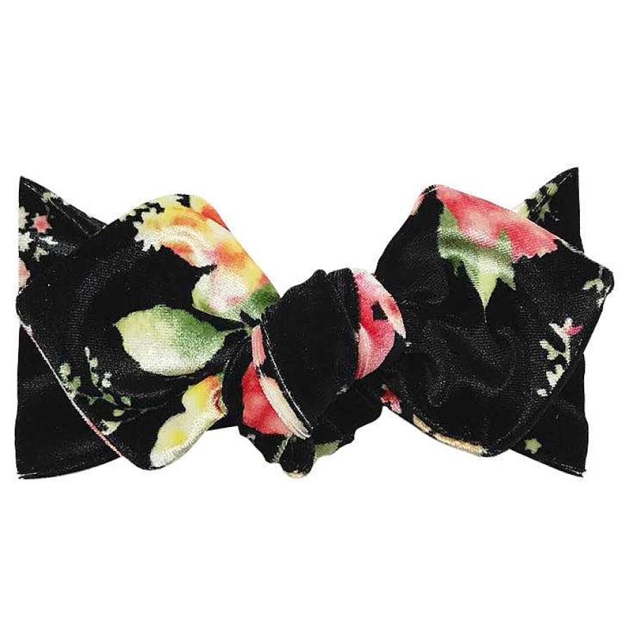 Girl Eyee Kids | Top Knot Headband, Black Floral Velvet