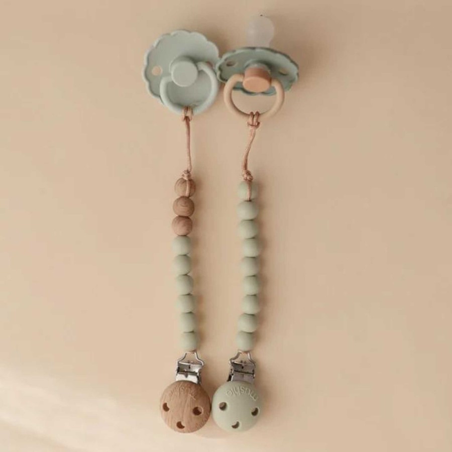 Baby Stuff mushie Pacifier Clips | Eva Silicone Pacifier Clip, Sage