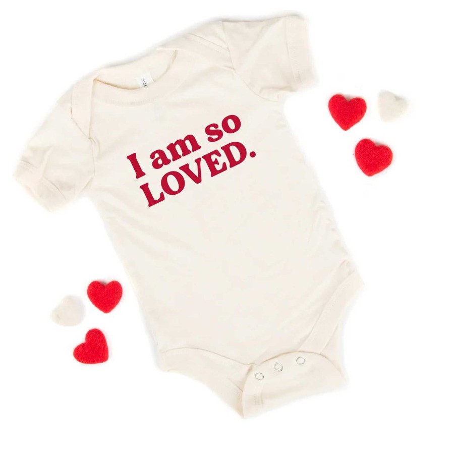 Boy The Juniper Shop | I Am So Loved Short Sleeve Bodysuit, Cream