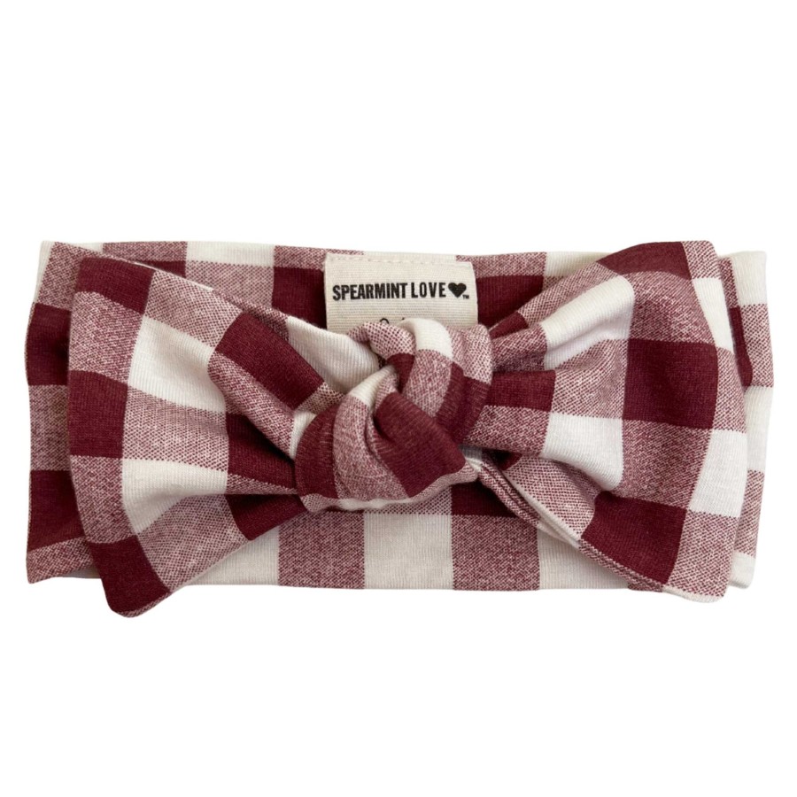 Girl SpearmintLOVE | Knot Bow, Mulberry Plaid