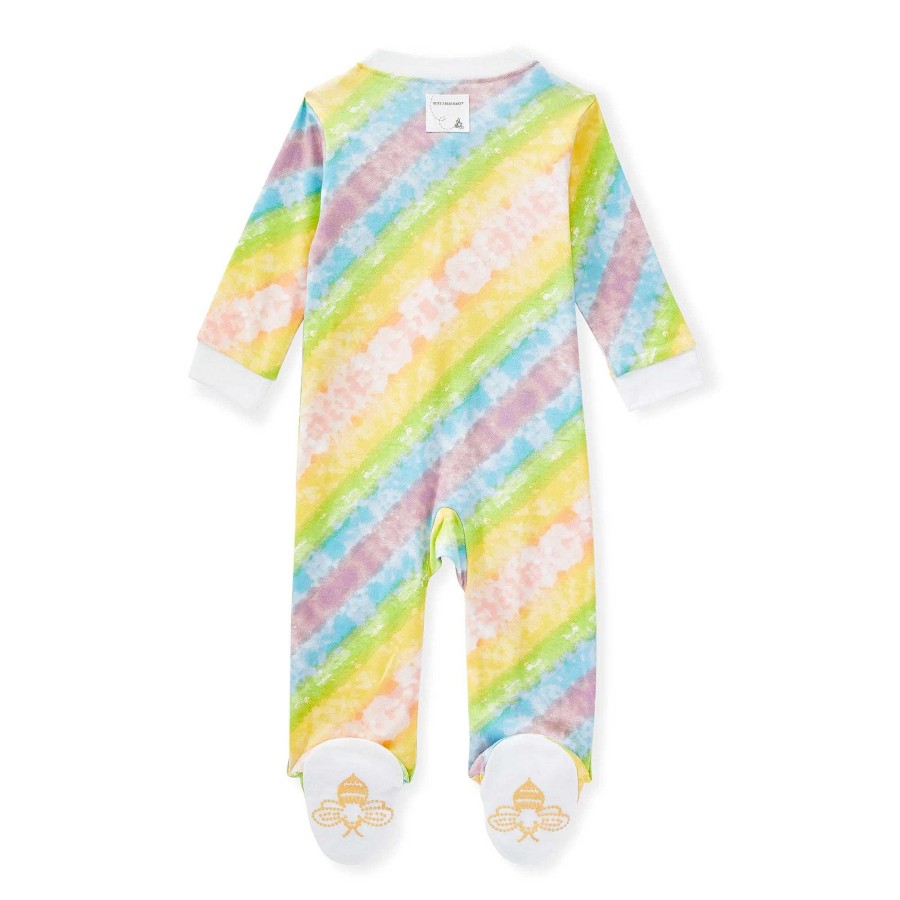 Girl Burt's Bees Baby | St. Patrick'S Day Organic Cotton Footie, Rainbow Tie Dye