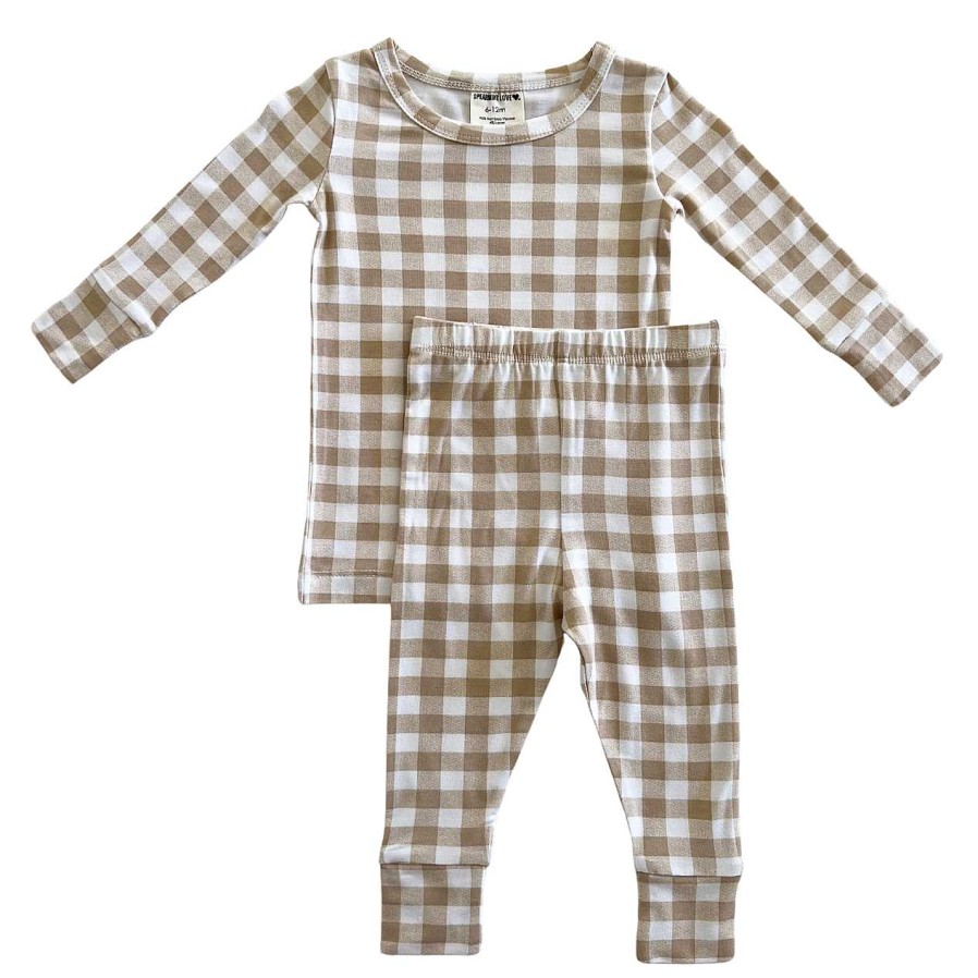 Boy SpearmintLOVE | 2-Piece Set, Tan Gingham