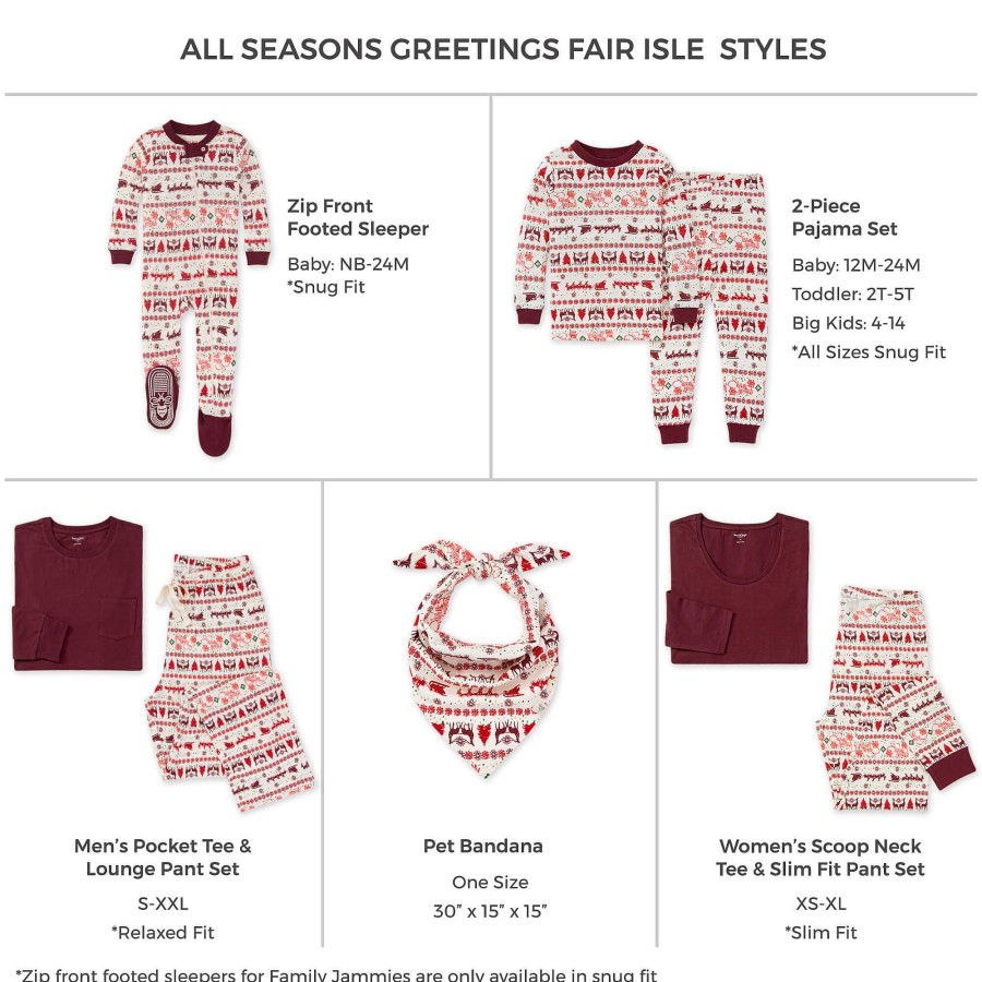 Girl Burt's Bees Baby | Adult Women'S Pajama Set, Seasons Greetings Fair Isle