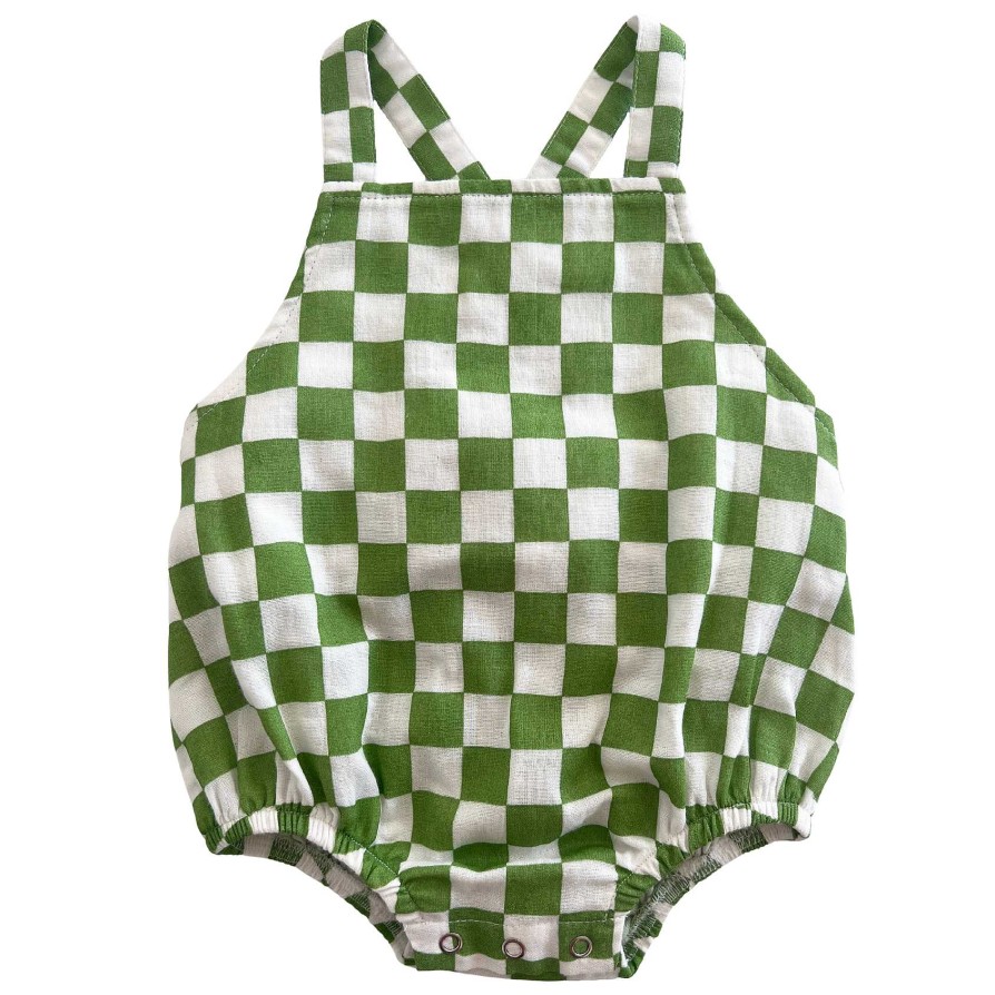 Boy SIIX Collection | Lime Checkerboard / Organic August Sunsuit