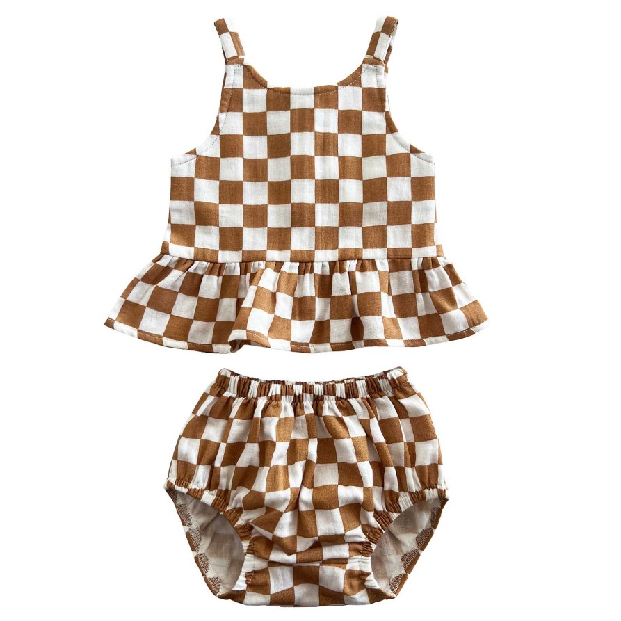 Girl SIIX Collection | Sundae Checkerboard / Organic Peplum Set