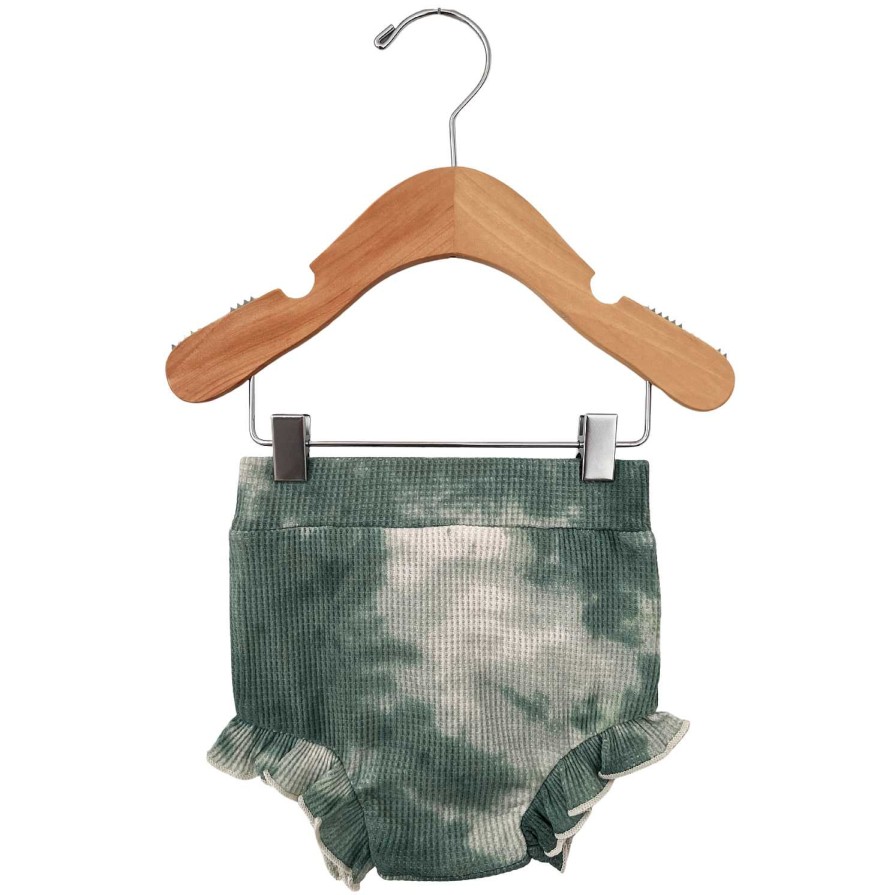 Girl SpearmintLOVE | Organic Waffle Ruffle Bloomer, Matcha Tie Dye