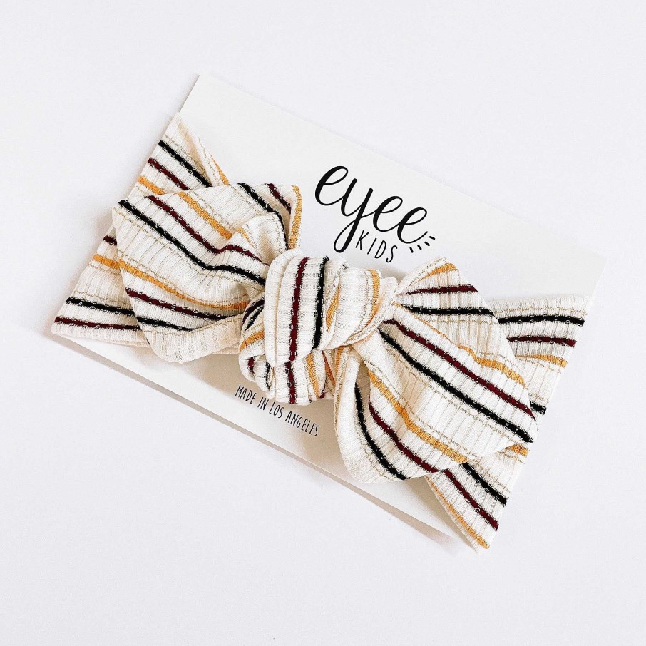 Girl Eyee Kids | Top Knot Headband, Ribbed Autumn Shimmer Stripes