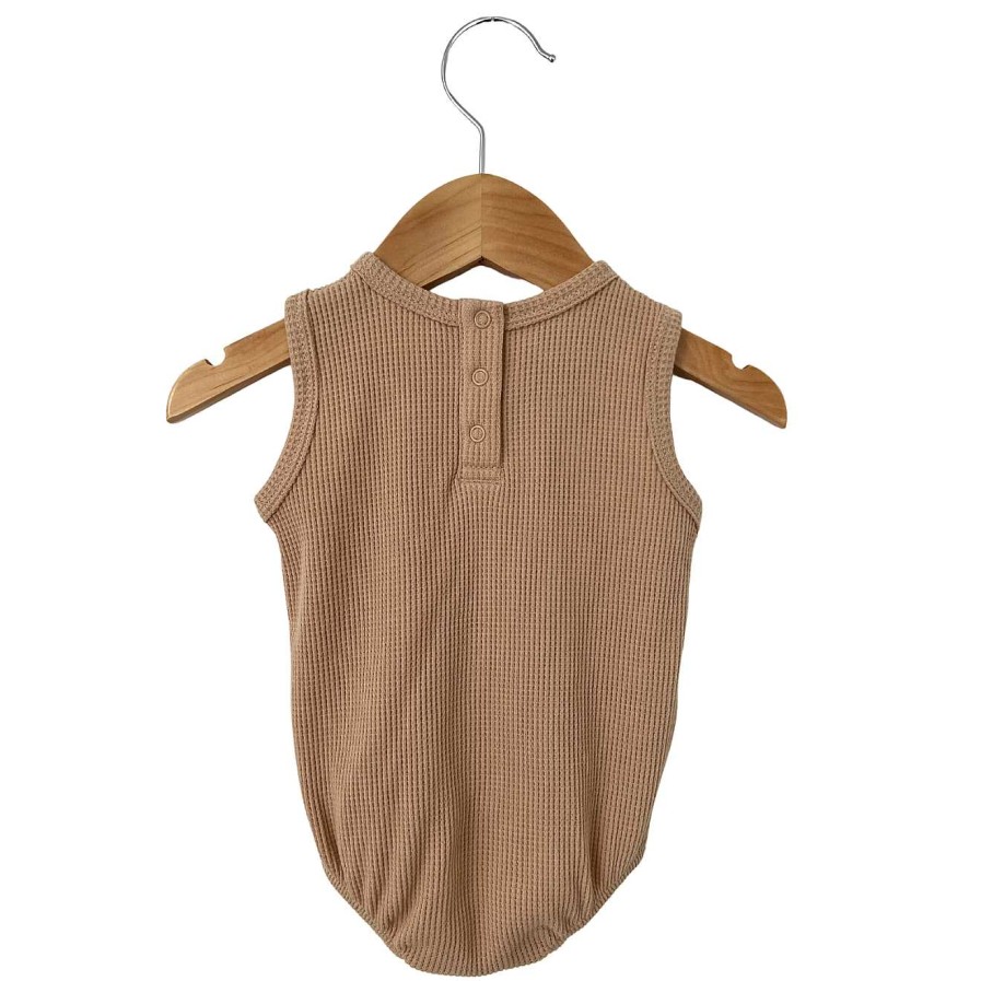 Girl SpearmintLOVE | Organic Waffle Bubble Romper, Tan