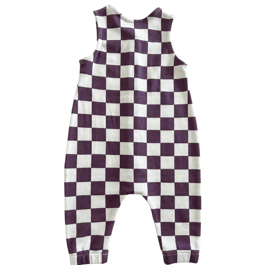 Boy SIIX Collection | Berry Cheesecake Checkerboard / Organic Bay Jumpsuit