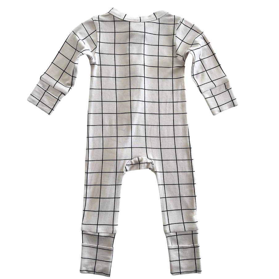 Girl SpearmintLOVE | 2-Way Convertible Zip Romper, Natural/Black Windowpane