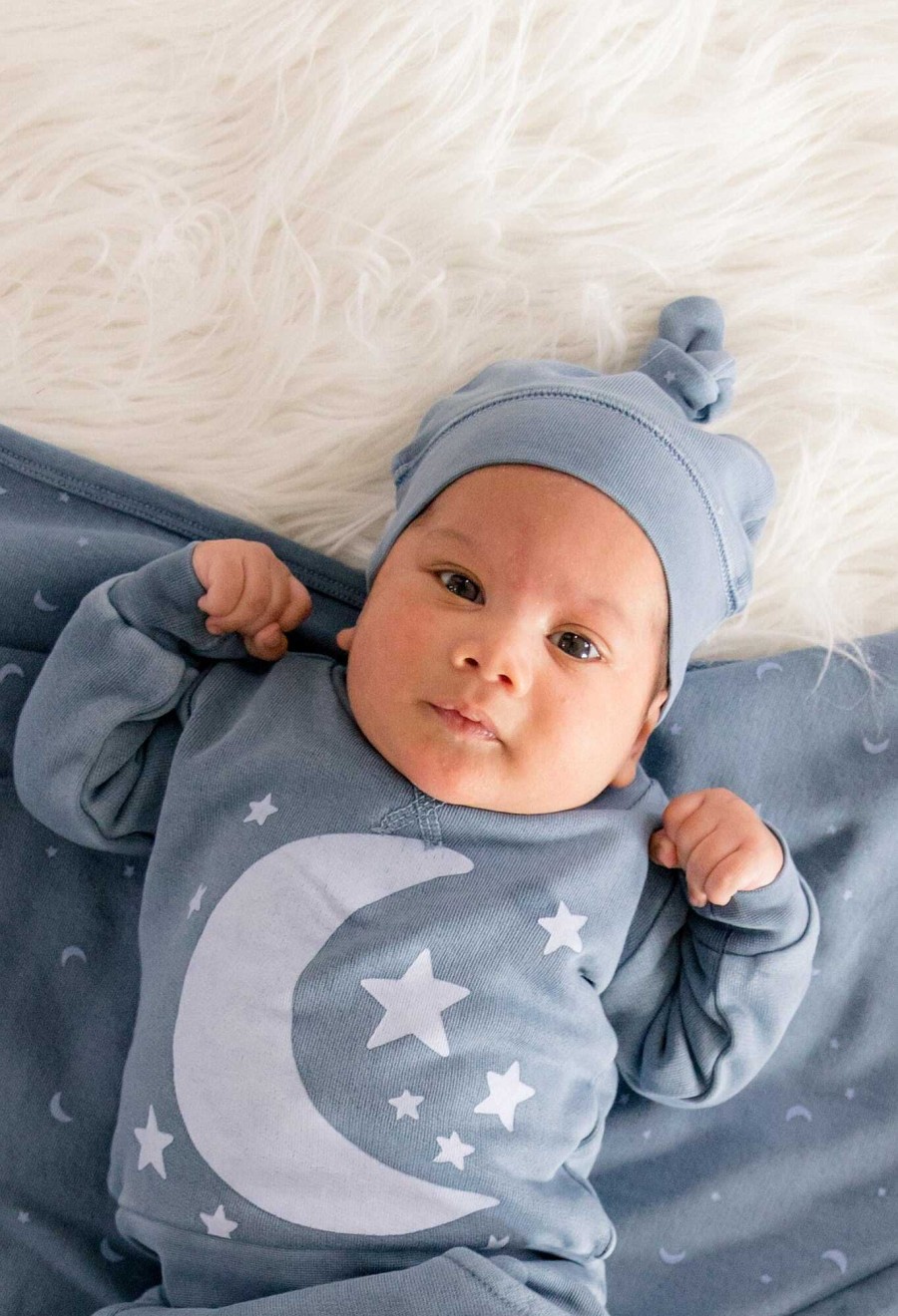 Accessories L'ovedbaby | Organic Cozy Knot Beanie, Lake Moon