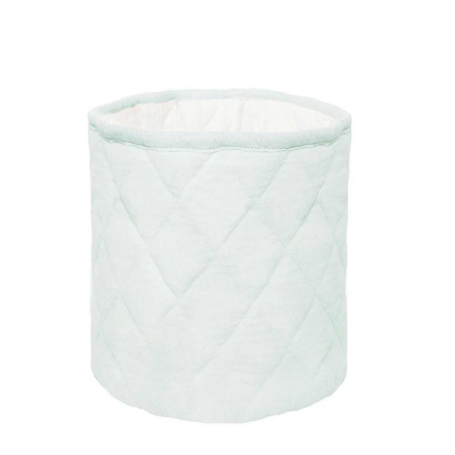 Girl Mon Ami | Quilted Muslin Bin Set Of 2, Powder Blue/White