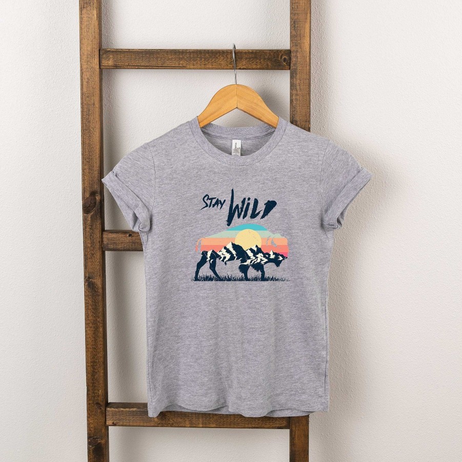 Boy The Juniper Shop | Stay Wild Buffalo Short Sleeve Tee, Heather Grey