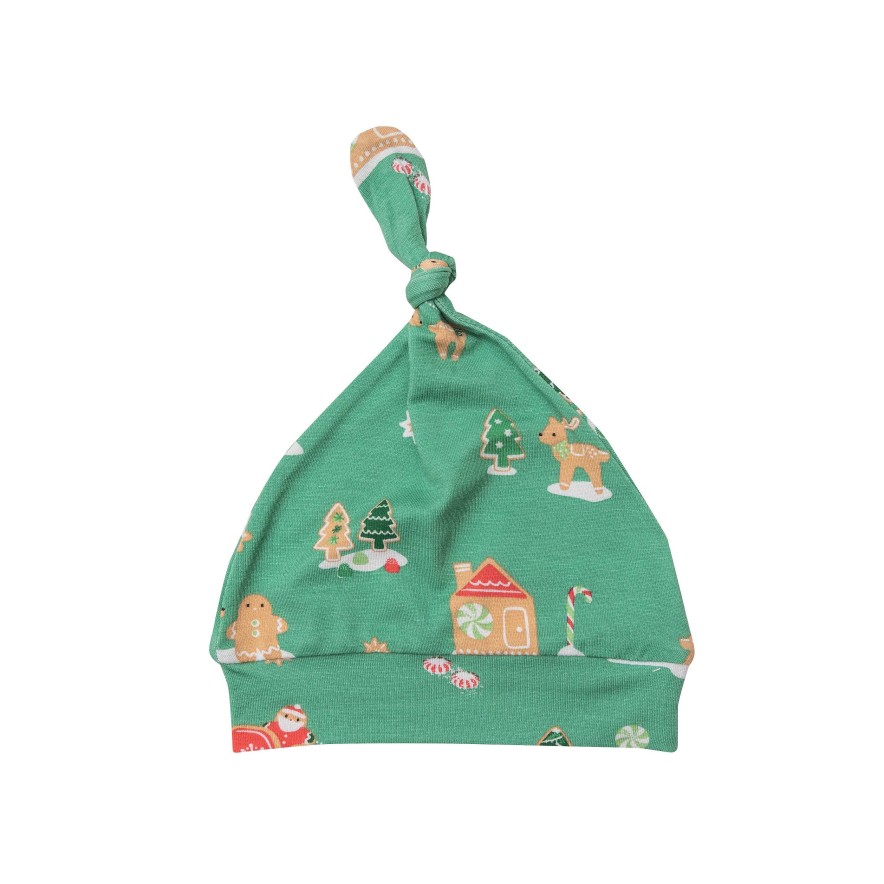 Accessories Angel Dear | Knot Beanie, Green Gingerbread Sleigh