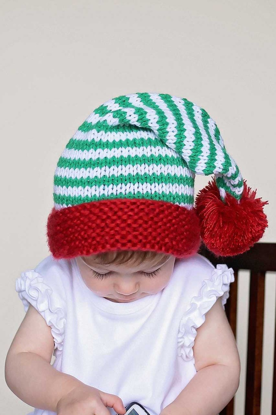 Accessories Huggalugs | Santa Knit Hat, Peppermint Twist