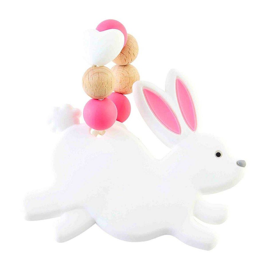 Baby Stuff Mud Pie | Silicone Teether, Pink Bunny