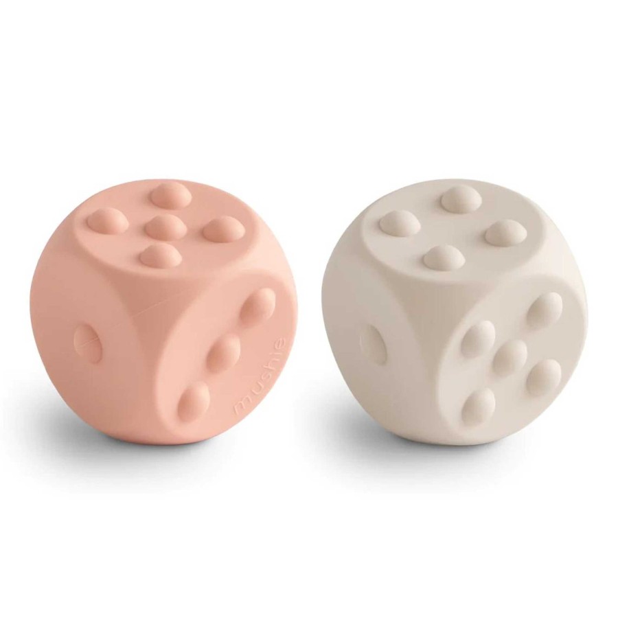 Baby Stuff mushie Interactive Toys | Dice Press Toy 2 Pack, Blush/Shifting Sand