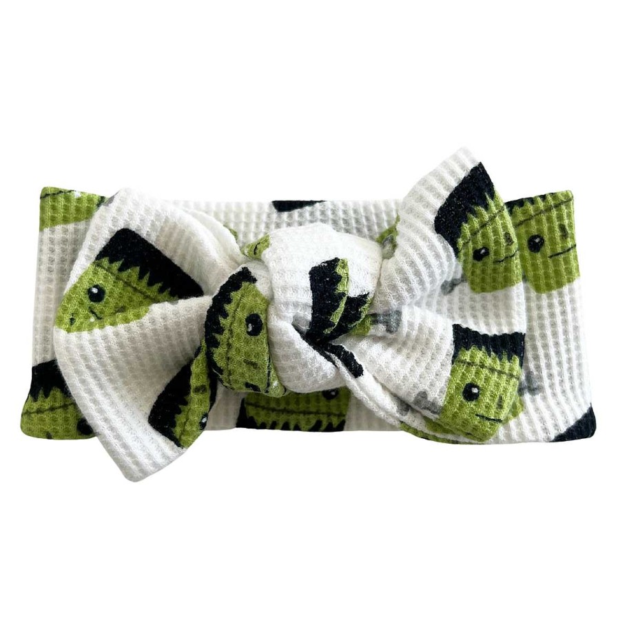 Girl SpearmintLOVE | Organic Waffle Knot Bow, Halloween Monster