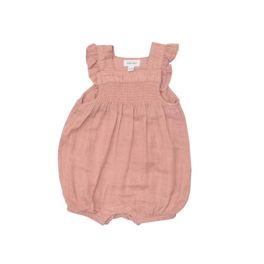 Girl Angel Dear | Smocked Overall Shortie, Dusty Rose