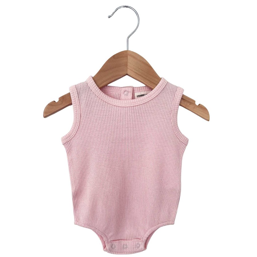 Girl SpearmintLOVE | Organic Waffle Bubble Romper, Blush