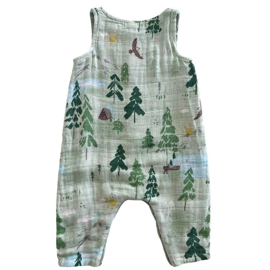 Boy Angel Dear | Muslin Sleeveless Romper, Mountain Cabin