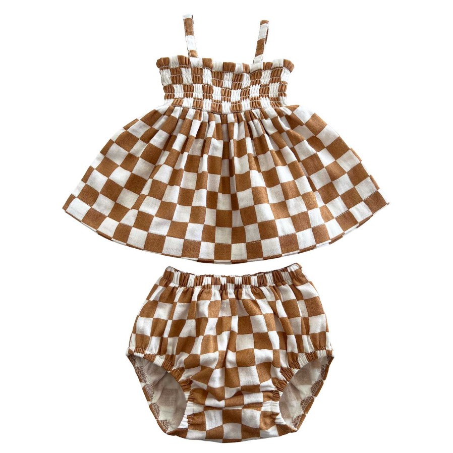 Girl SIIX Collection | Sundae Checkerboard / Organic Smocked Set