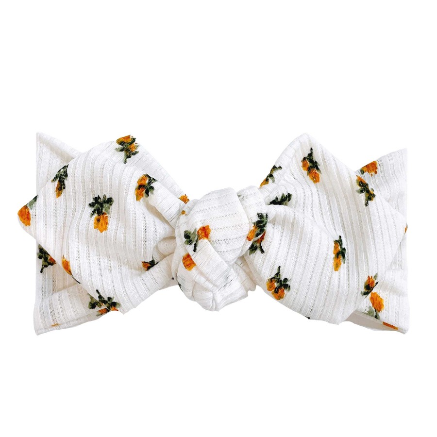 Girl Eyee Kids | Top Knot Headband, Ribbed Marigold Floral