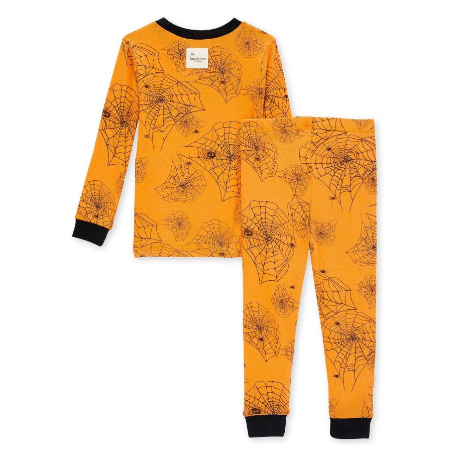 Girl Burt's Bees Baby | Organic 2-Piece Pajama Set, Orange Spider Webs