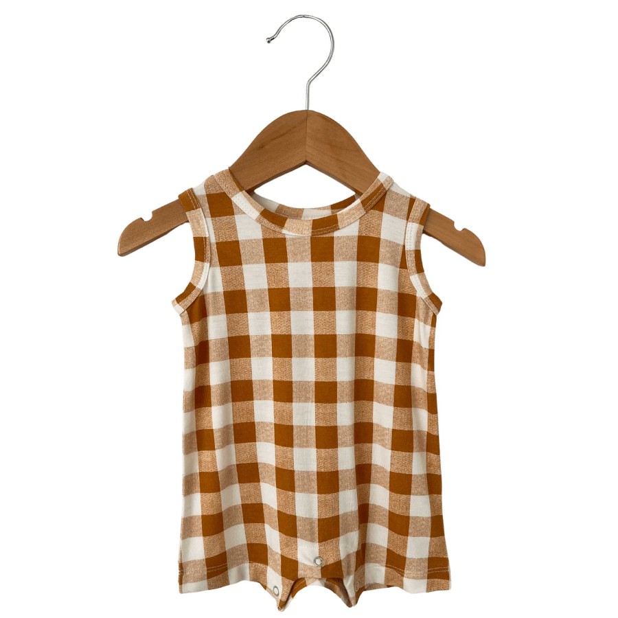 Boy SpearmintLOVE | Shortie Romper, Tuscany Plaid