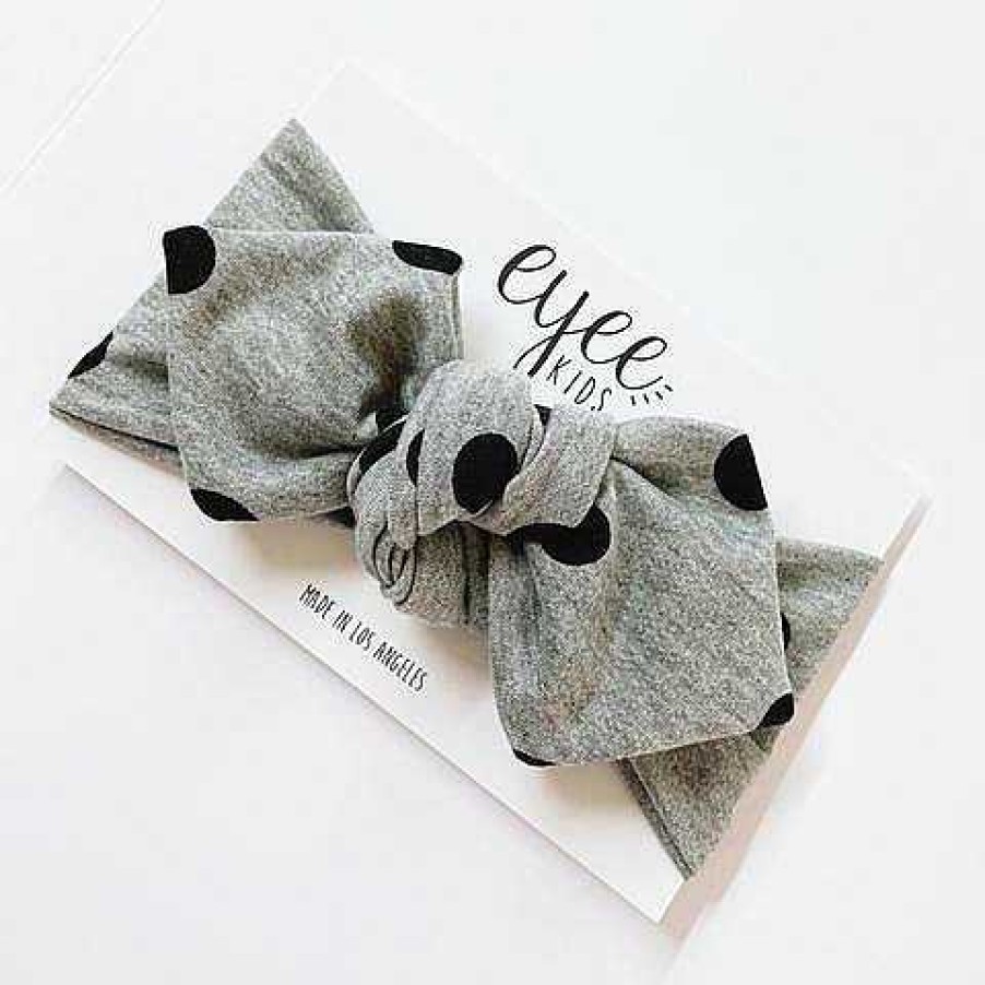 Girl Eyee Kids | Top Knot Headband, Grey Dots