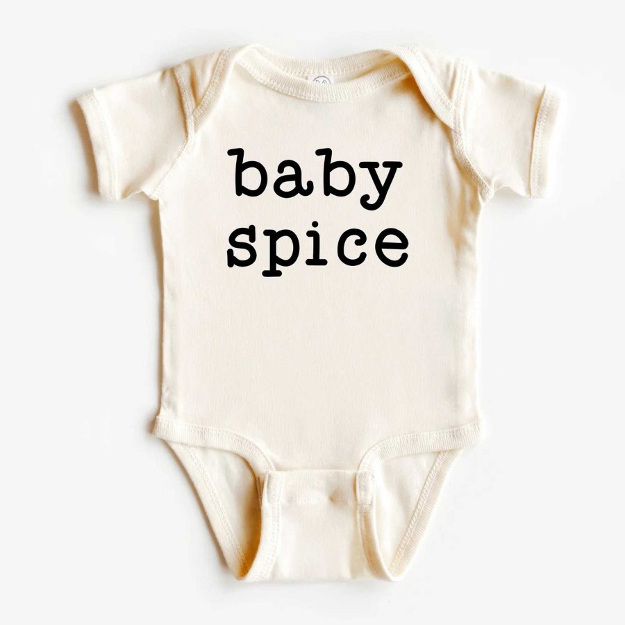 Boy The Juniper Shop | Baby Spice Typewriter Short Sleeve Bodysuit, Cream