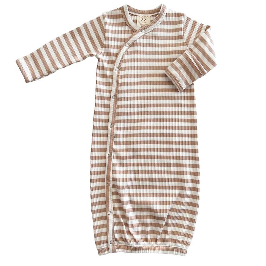 Boy SIIX Collection | Tan Stripe / Organic Ribbed Gown