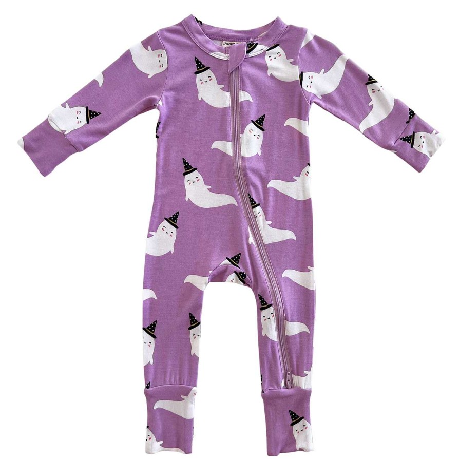 Girl SpearmintLOVE | 2-Way Convertible Zip Romper, Purple Ghost