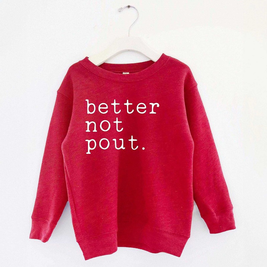 Boy Oat Collective | Better Not Pout. Toddler Graphic Sweatshirt, Cranberry Heather