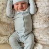 Girl L'ovedbaby | Organic Snap Footed Romper, Moonbeam