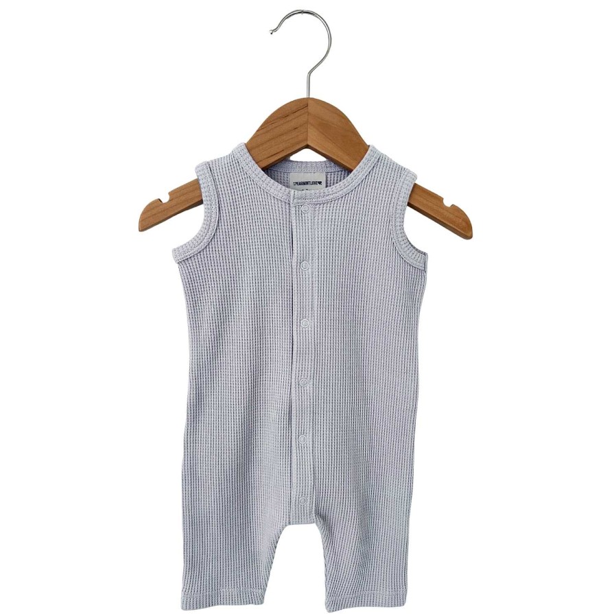 Boy SpearmintLOVE | Organic Waffle Easy Romper, Silver