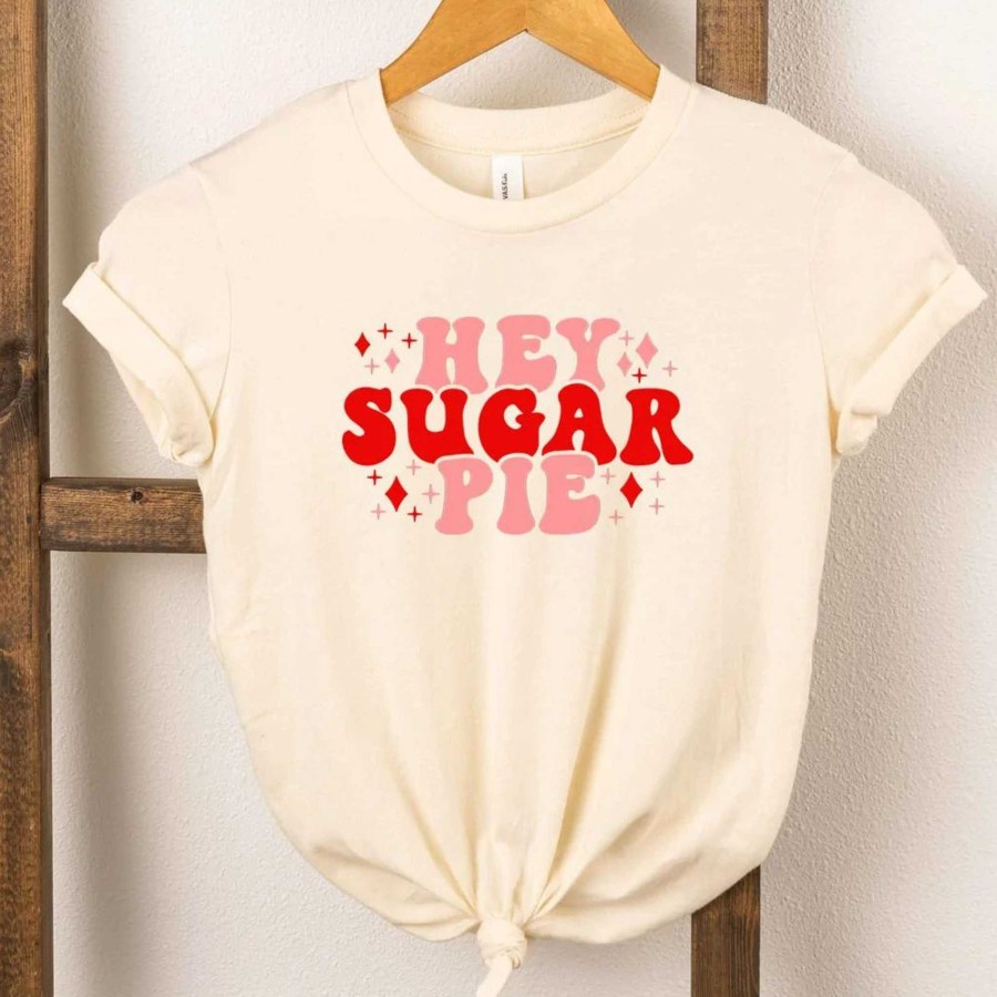 Girl The Juniper Shop | Hey Sugar Pie Stars Short Sleeve Toddler Tee, Cream