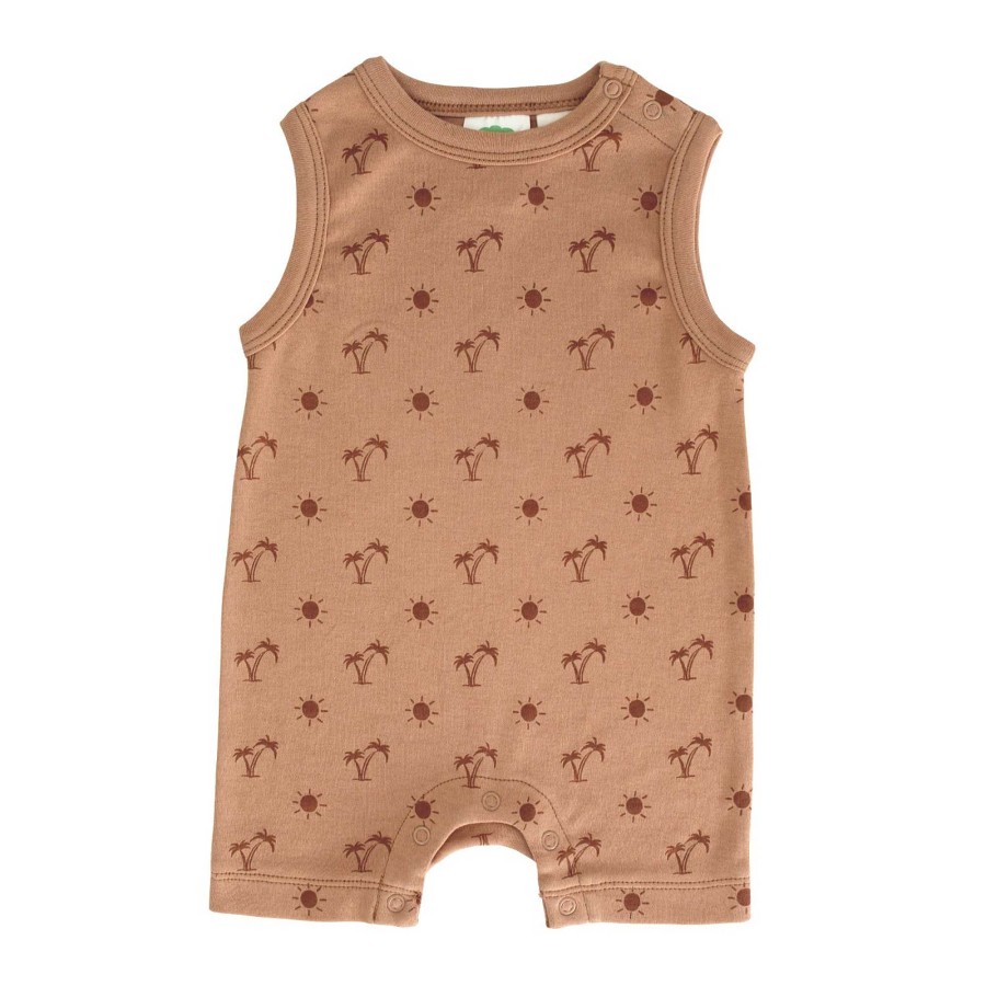 Boy Parade Baby | Organic Tank Romper, Cinnamon Palms