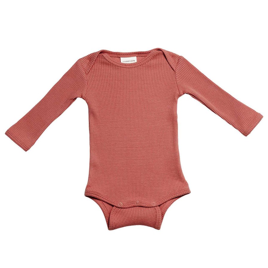 Girl SpearmintLOVE | Organic Waffle Long Sleeve Bodysuit, Dusty Rose