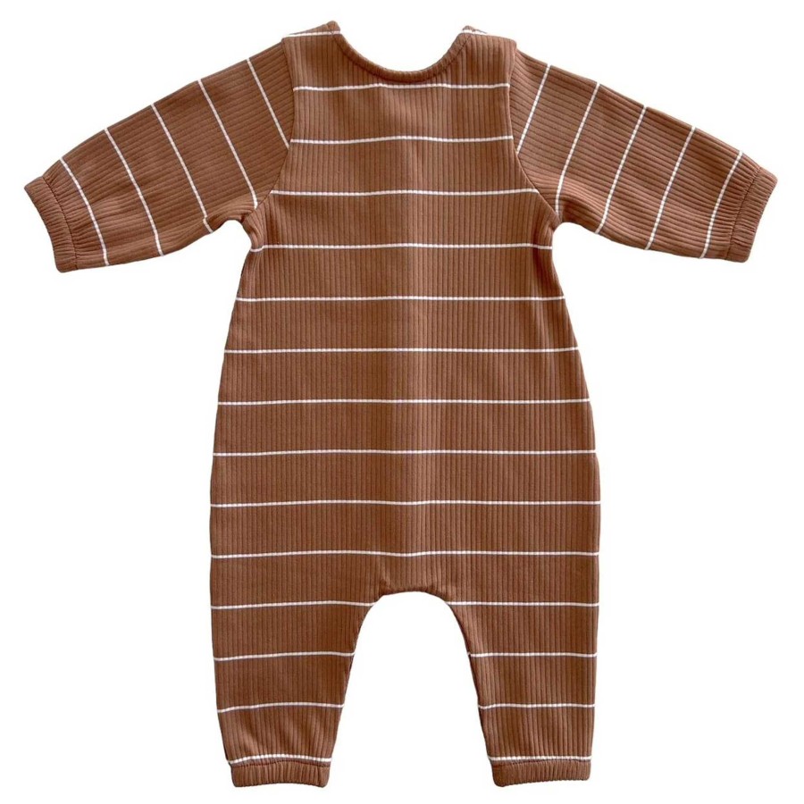 Boy SIIX Collection | Saddle Stripe / Organic Ribbed Long Sleeve Bay Jumpsuit